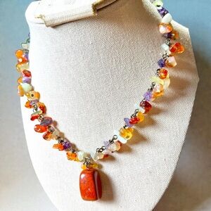 Vintage Carolina Hererra Multicolor Gemstone Necklace